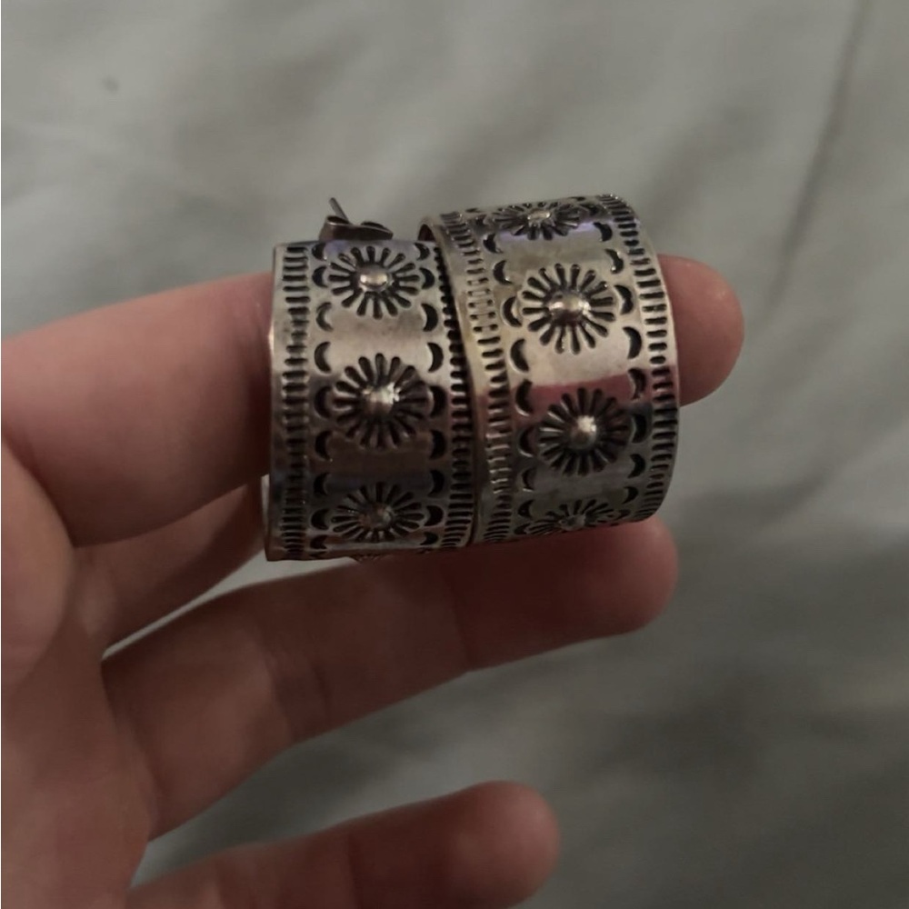 Wide hoop western earrings